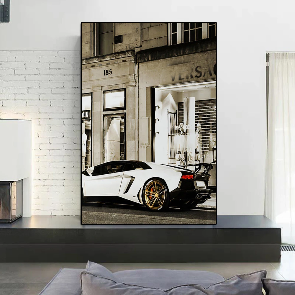 Fashion Luxury Supercar Poster Abstract Sports Car Tail Light Graffiti Canvas Painting Racing Wall Art Living Room Home Decor