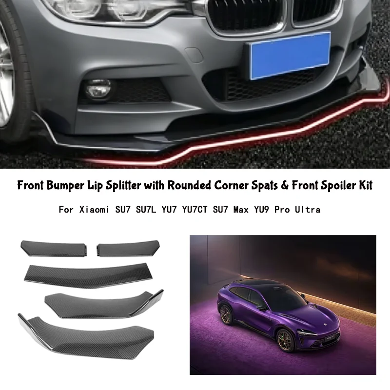 5-Segment Adjustable Front Bumper Lip Splitter Body Kit For Xiaomi SU7 SU7L YU7 YU7CT SU7 Max YU9 Pro Ultra