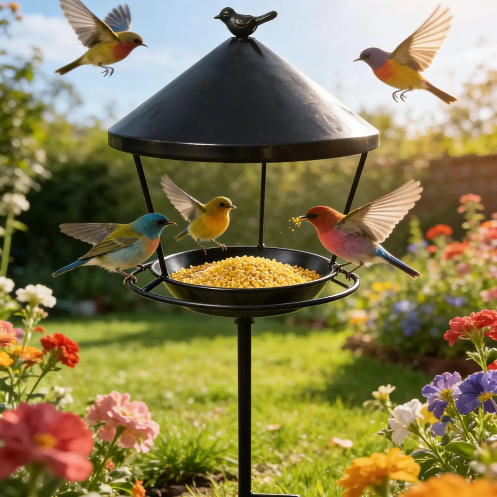 

Bird Feeder For Outdoors Weatherproof Anti-Waste Wild Feeding Station Standing Bird Feeders For Outdoors For Garden Backyard