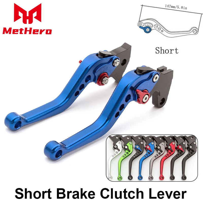 

Короткие тормозные рычаги MetHero, алюминиевые регулируемые тормозные ручки мотоцикла с ЧПУ для Yamaha Fit FZ1 FAZER TRX 850 YZF R1 R6
