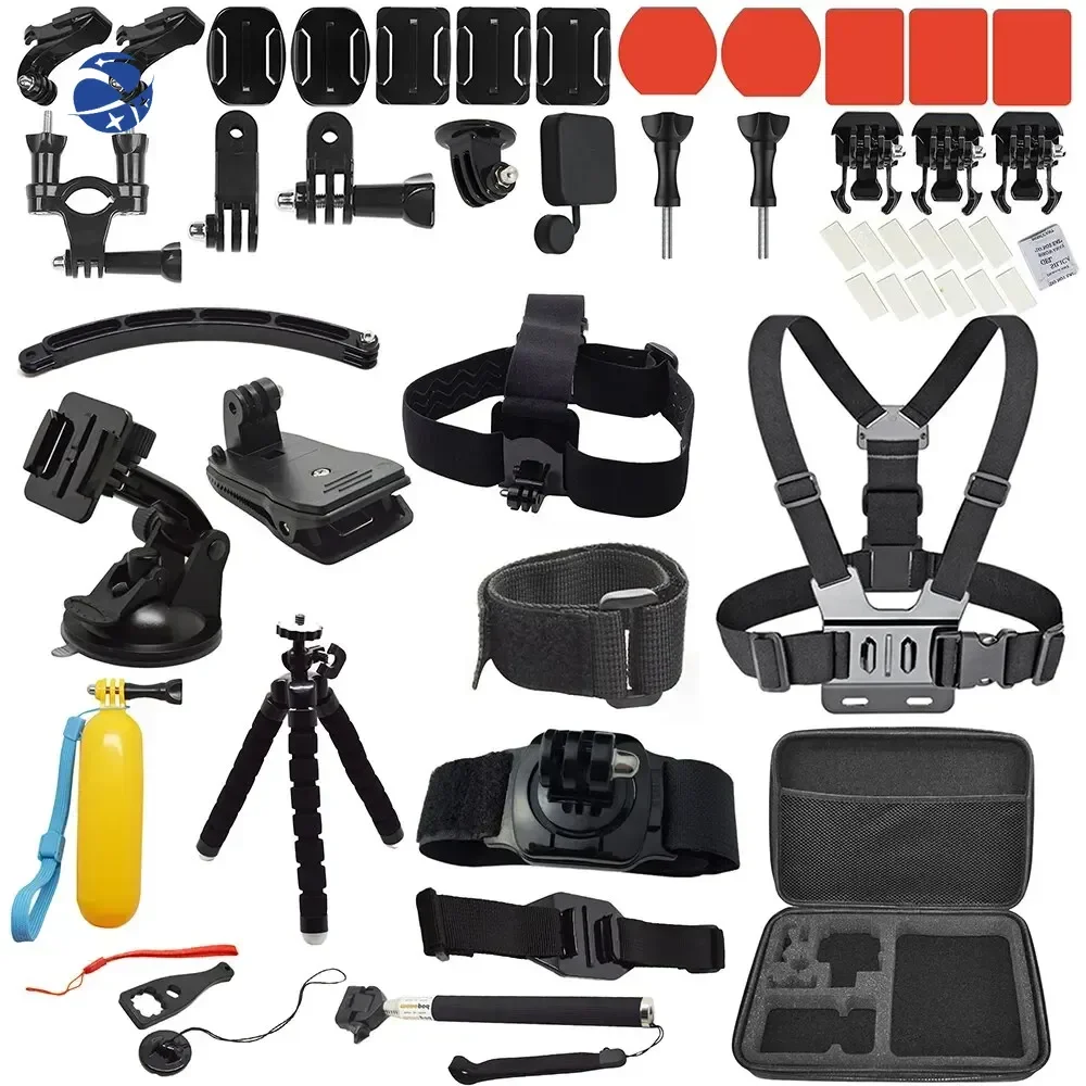 

Sports Video Camera Accessories Kit for GoPro Insta360 DJI OSMO Chest Strap Head Strap Selfie Stick