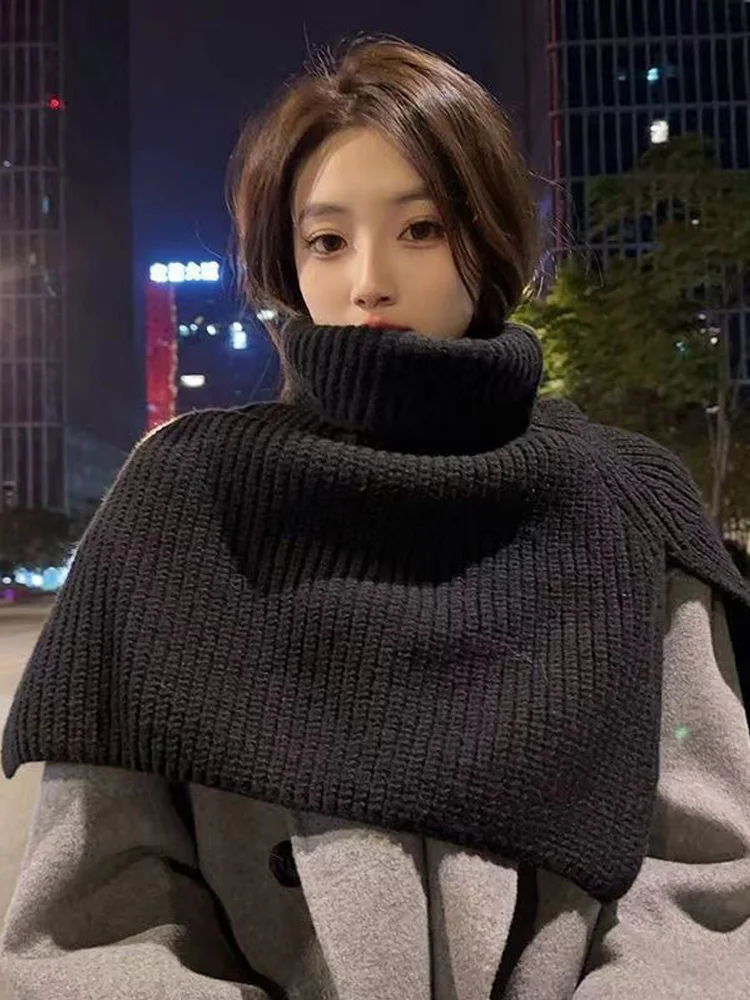 

Winter Knitted awl Collar Women's Scarf High Ne Fake Collar Versatile Warm Ne Cover Busin OL Sle Color