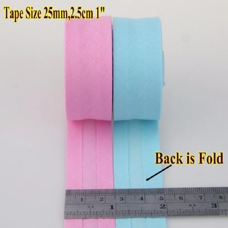 25mm Cotton Bias Binding Tape Ironed Folded Fabric for Garment Table Cloth Quilt DIY craft sewing Cloth tape 25mm x 5meters