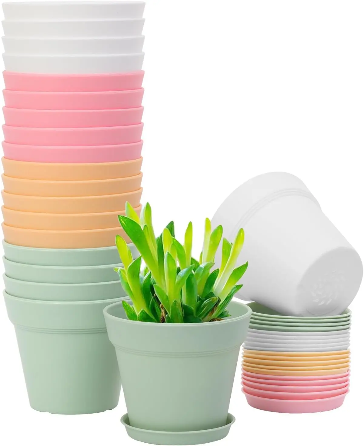 

Набор из 20 пластиковых горшков для растений диаметром 4 дюйма с дренажными отверстиями, комнатные кашпо для домашних растений и травяных садов