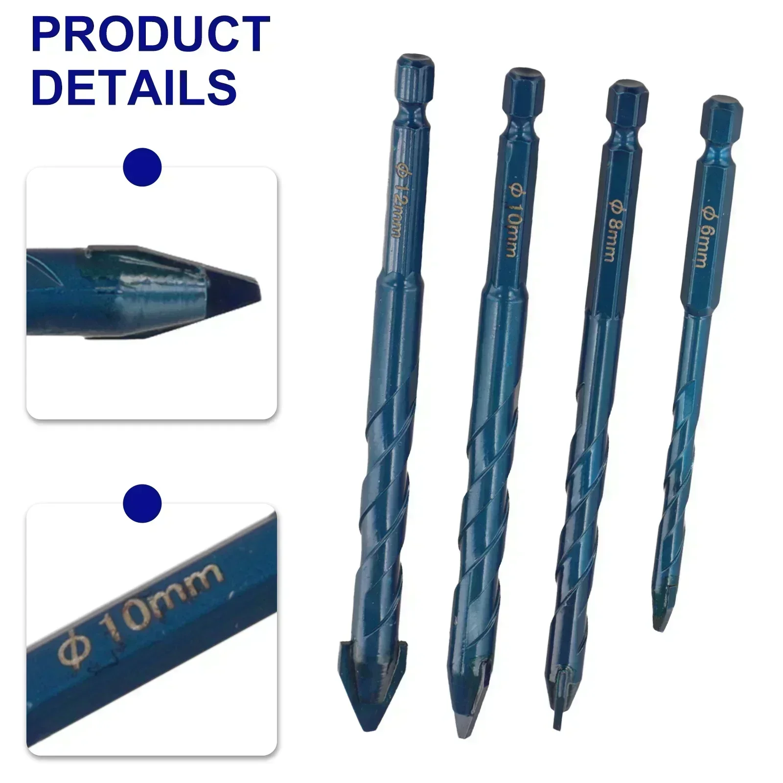 Effective 4pcs Drill Bits Set For Wood Metal And Tiles 612mm Carbide Specifications For Various Drilling Tasks