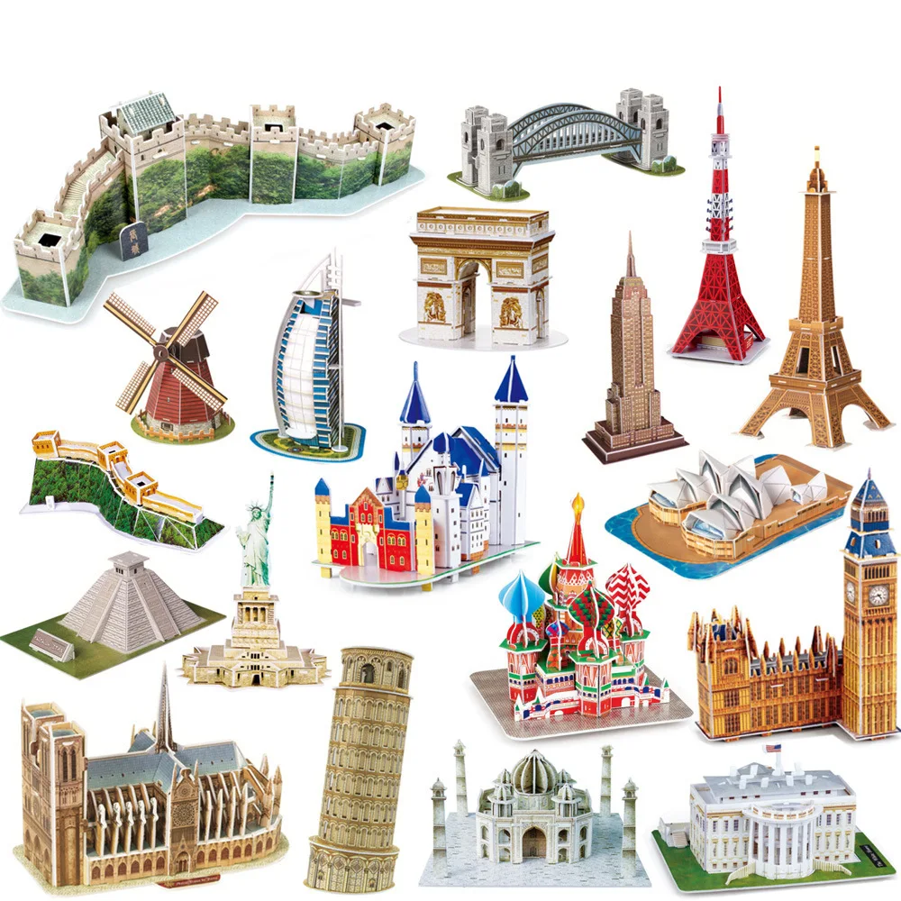 

World Famous Architecture Building Puzzle 3D Construction Jigsaw Puzzle Toys For Kids Birthday Christmas Gift