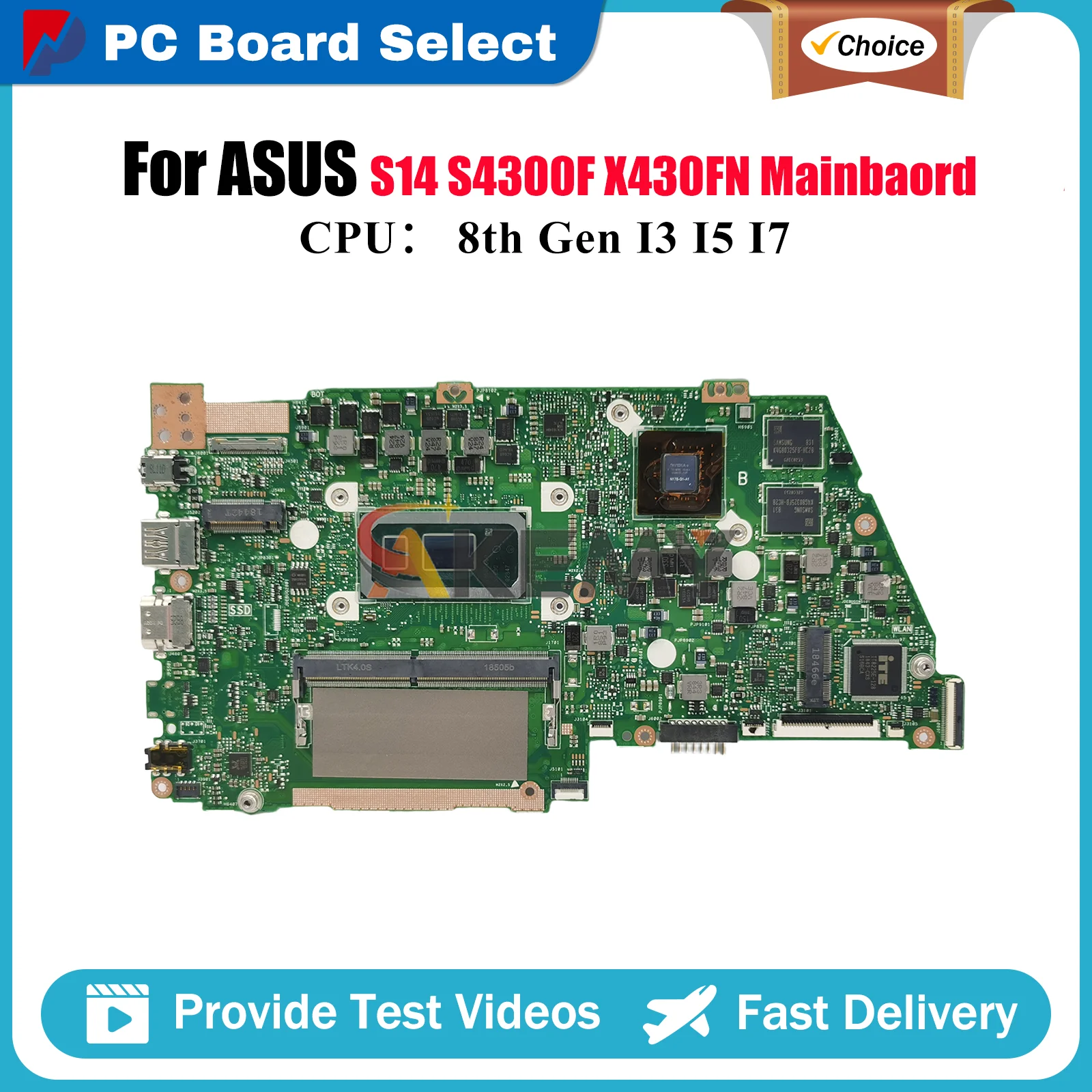 

X430FN Материнская плата для ноутбука ASUS VivoBook V430F S14 K430F X430F S430F S4300F X430FN R430F Материнская плата с процессором I3 I5 I7 тест ОК