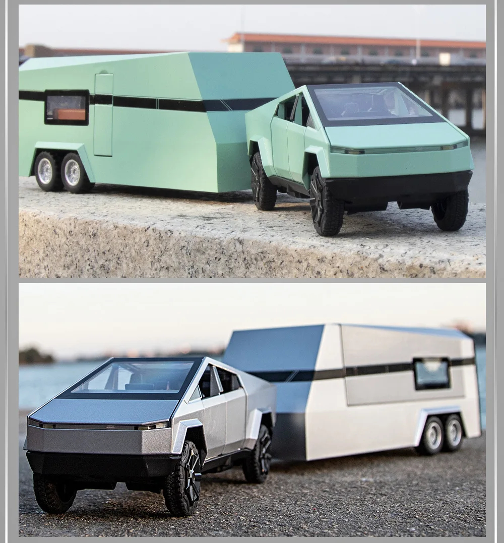 

1:32 Cybertruck Pickup Alloy Car Model Diecasts Off-road Vehicles Truck Car Model Sound Light Gift