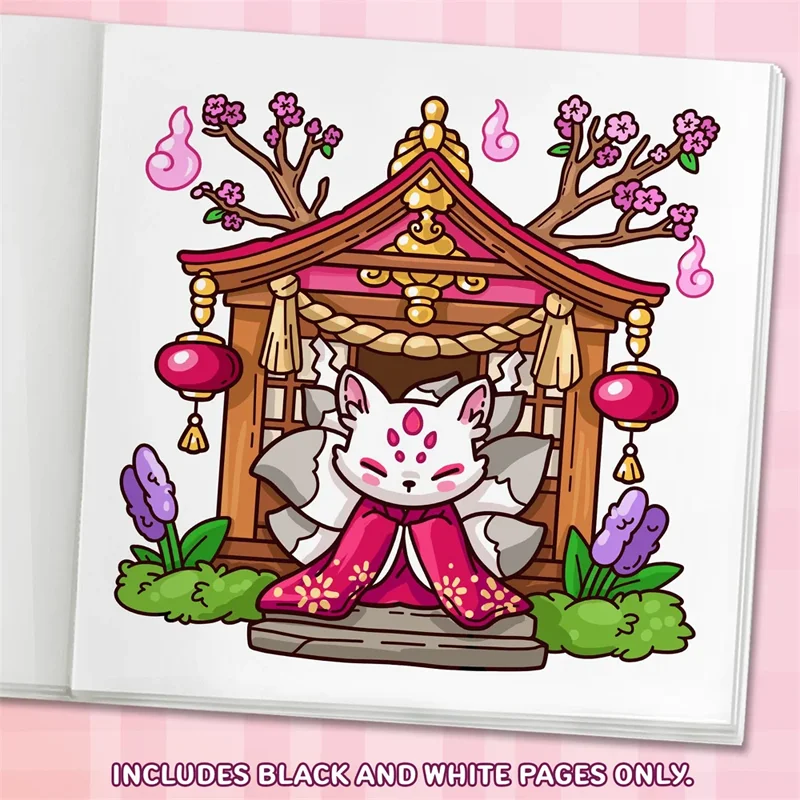 Accogliente Giappone: simpatico libro da colorare per adulti e adolescenti con personaggi affascinanti e deliziose scene giapponesi per il relax