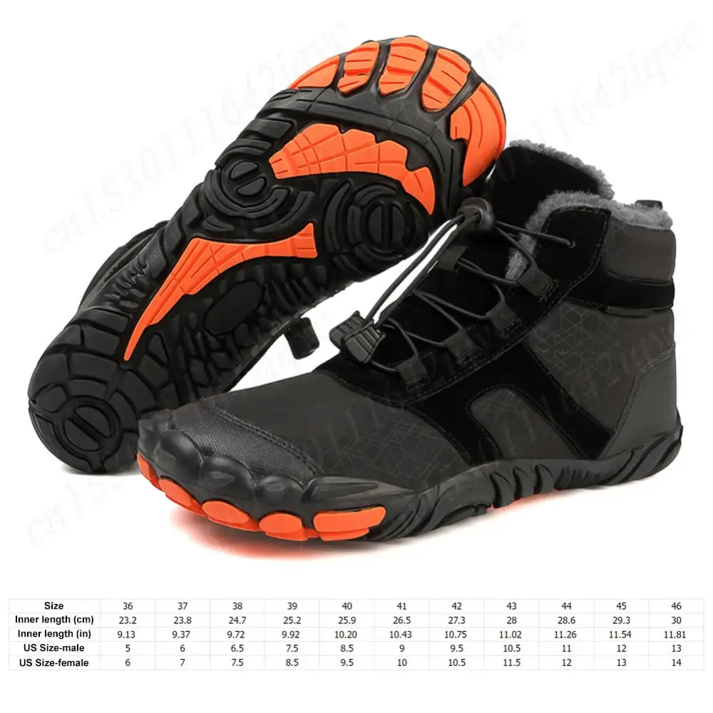 Winter Snow Boots Barefoot Hiking Shoes Waterproof Cold-Proof Trekking Shoes Lightweight Trail Running Shoes High-Top Booties