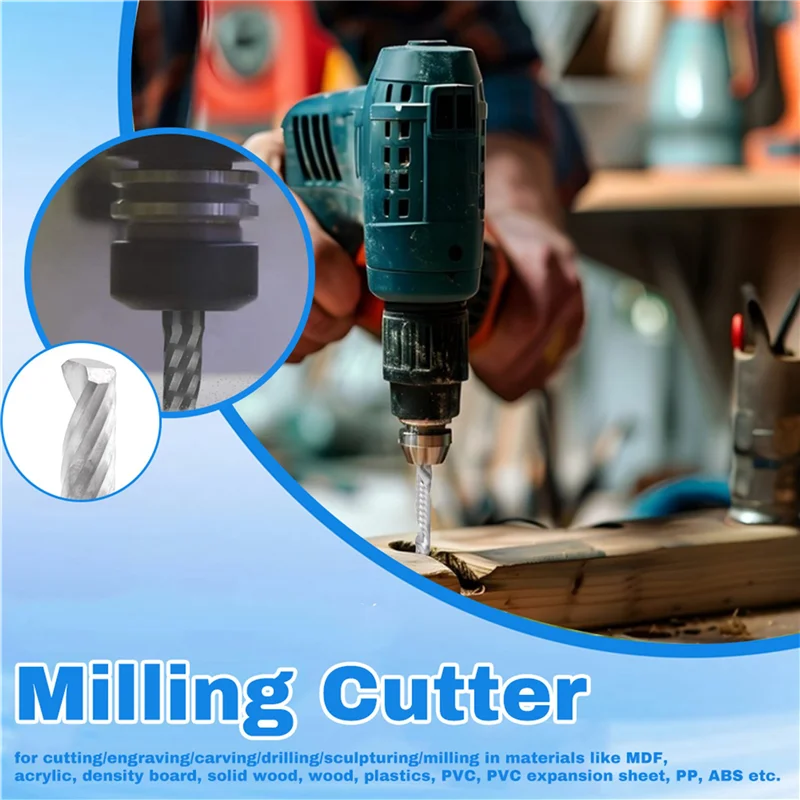 

AB47-10 Упаковка фрез с ЧПУ, 1/8-дюймовый хвостовик, спиральная фреза с верхней резьбой, набор концевых фрез с одной канавкой, фреза из стали Engr