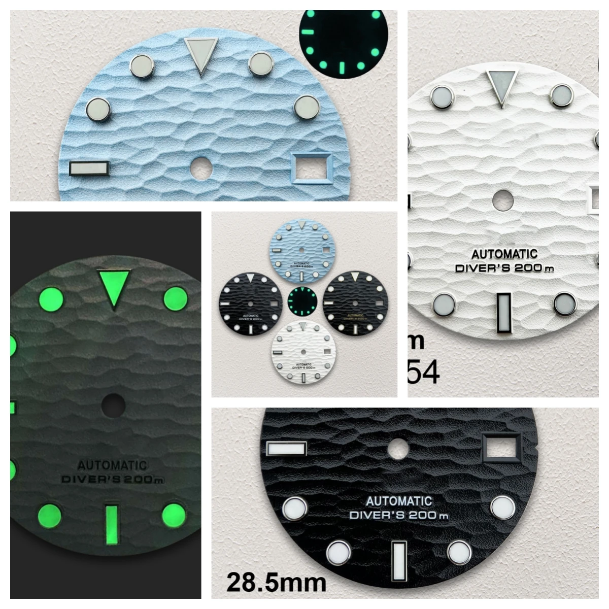 

28.5mm S Logo Dial Fit NH35/NH36 Automatic Movement Green Luminous High-Quality 3D Wave Dial Watch Modification Accessories