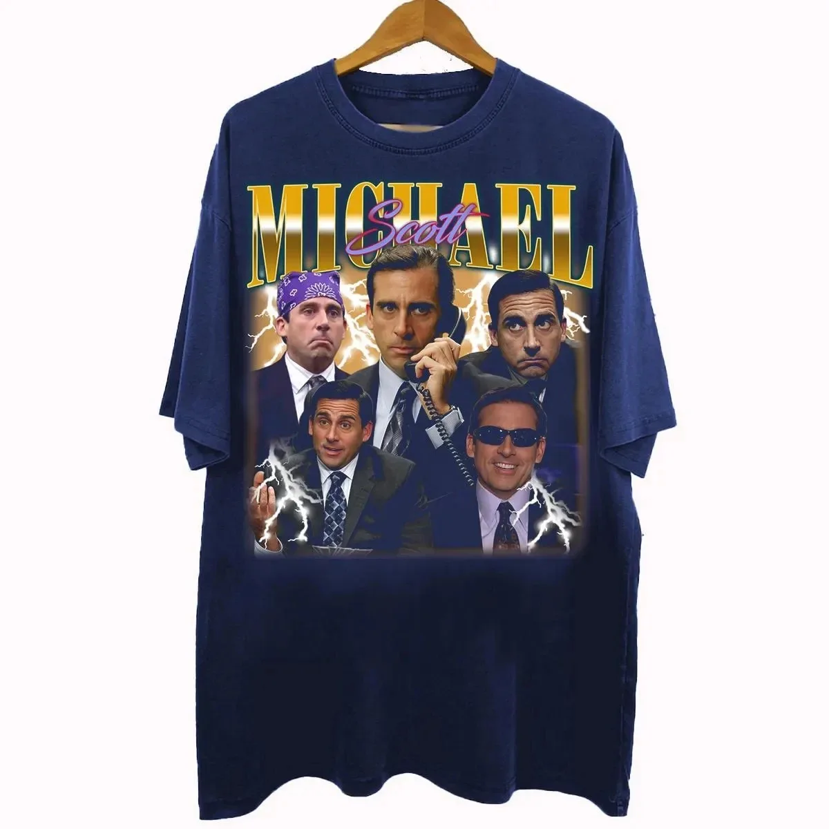 오피스 TV 시리즈 영화 선물 빈티지 90년대 해적판 스타일 마이클 스콧 티셔츠 캐주얼 루즈 프린트 코튼 티셔츠 유니섹스