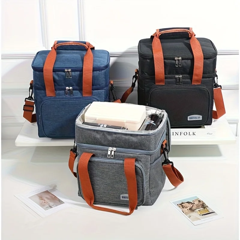 Thermoisolierte Lunchbox, kühler, Schulter-Crossbody-Tasche mit gepolstertem Riemen, langlebige Lunch-Tragetasche für Büro, Picknick, Camping