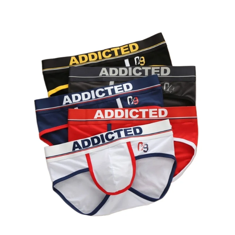 Мужское хлопковое нижнее белье Addicted с низкой посадкой и корейским алфавитом, эластичные трусы
