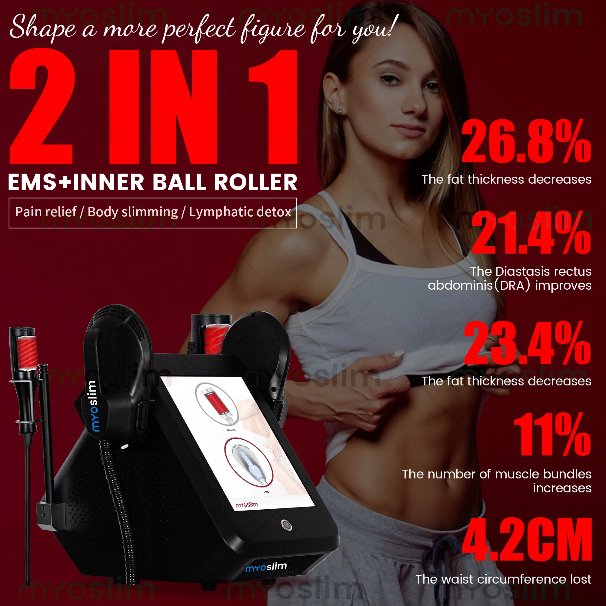 MYOSLIM 2 In 1 EMS Inner Ball Roller Machine Body Sculpting Slimming Device Spa Salons Muscle Building Fat Loss Beauty Equipment