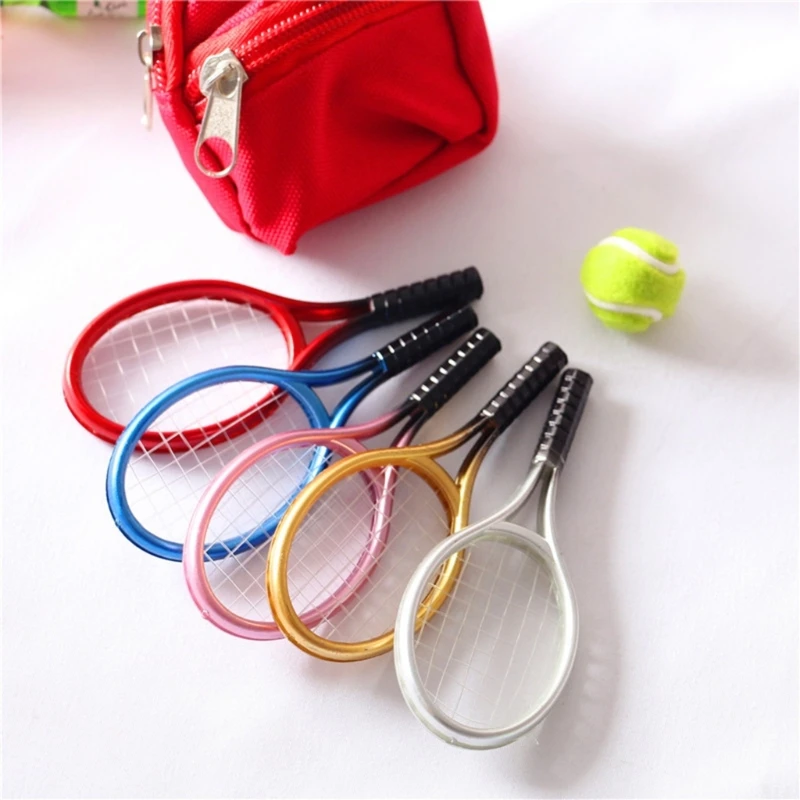 

Mini Simulation Sports Goods Outdoor Miniature Model 1x Tennis Ball & 1x Racket