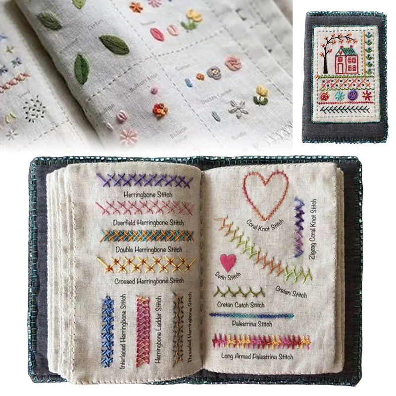 Imitation Linen DIY  Book Enhance Your Crafting Skills Portable Embroidery  Book With Embroidery  Name