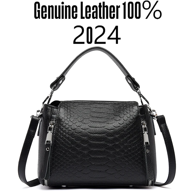 

Authentic Cowhide Large Capacity Women's Shoulder Bag Trendy Crocodile Pattern Women Handbag Luxury Designer Crossbody Bags Sac