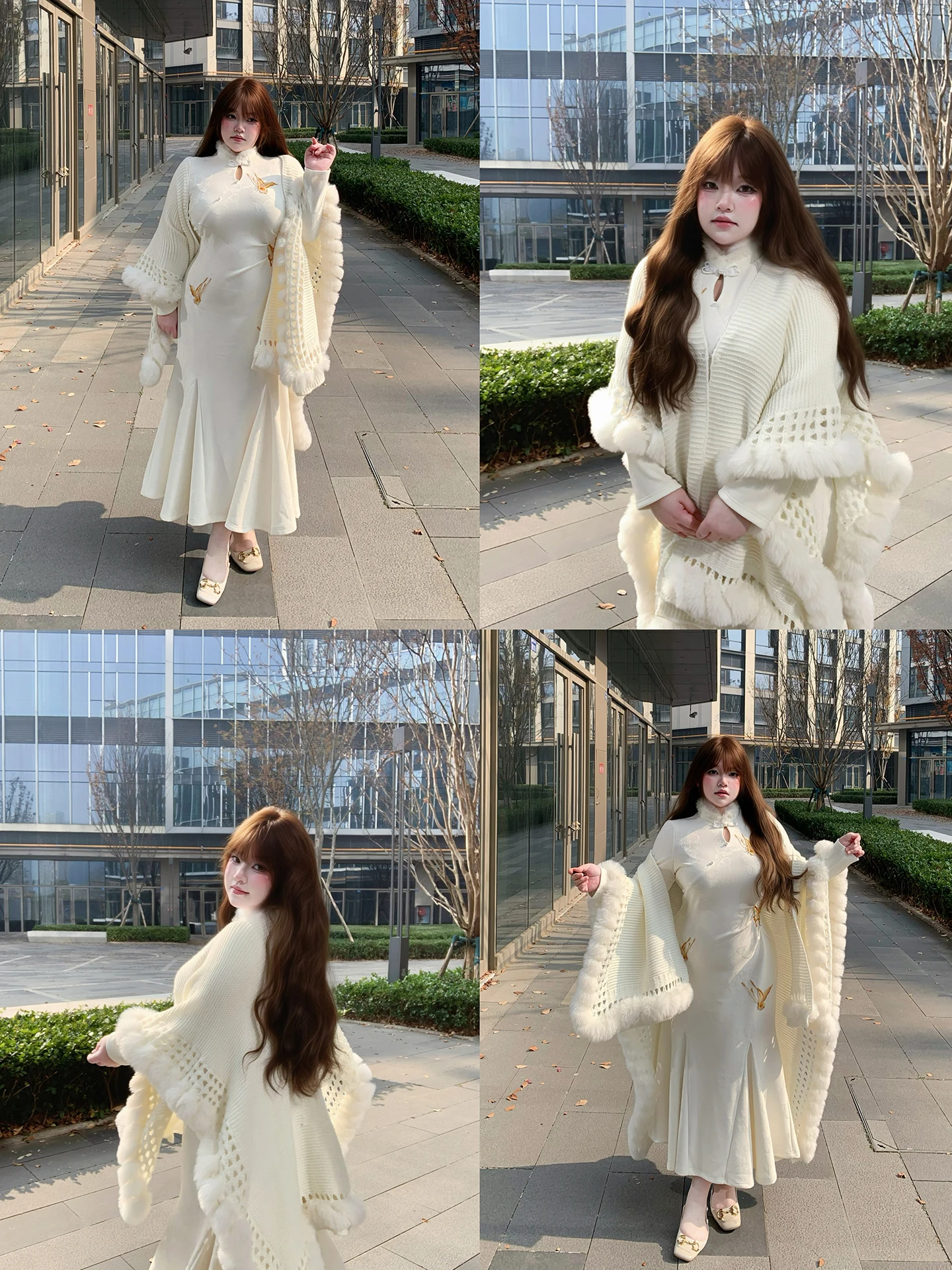 

Новое китайское платье с вышивкой, приталенное, с длинными рукавами, юбка-русалка, воротник-стойка, премиум-класс, из полиэфирного волокна