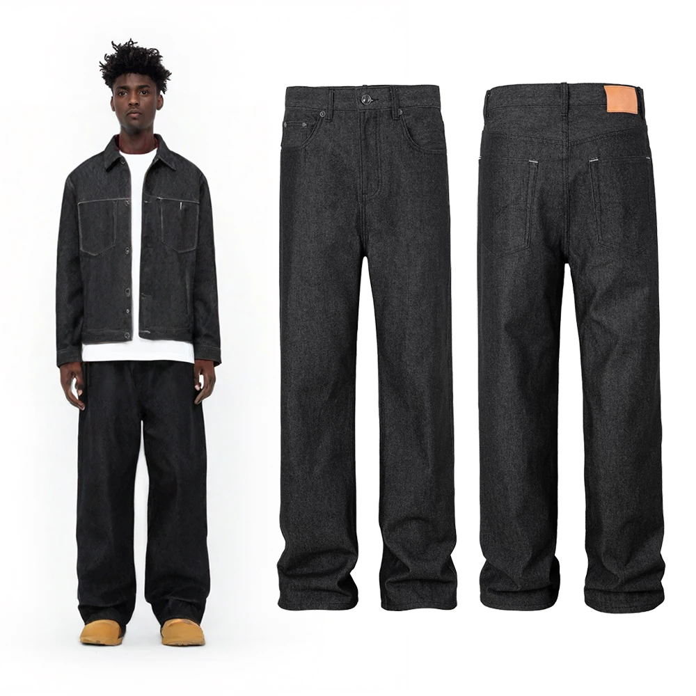 

Streetwear Japanese Y2k 2000s Black Denim Jeans Retro Vintage Black Turquoise Button Hiphop Street Style Casual Baggy Denim Pant