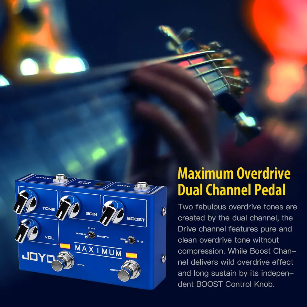 JOYO R-05 MAXIMUM Overdrive Guitar Effect Pedal Clean Wild Tone without Compression Long Sustain Overdrive Guitar Pedal