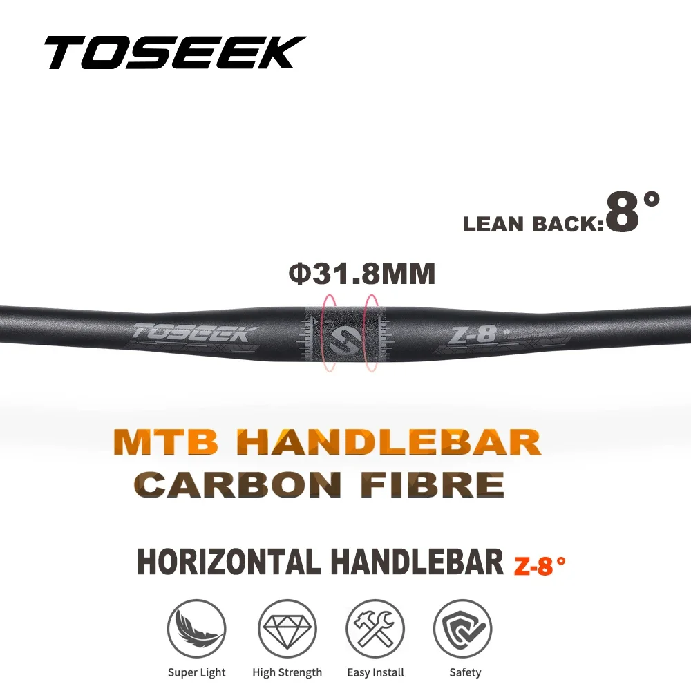 

TOSEEK Mtb Carbon Handlebar 8 Degrees 31.8mm 600-760mm Mountainbike Handlebars Matte Black Bicycle Handlebars Bike Accessories