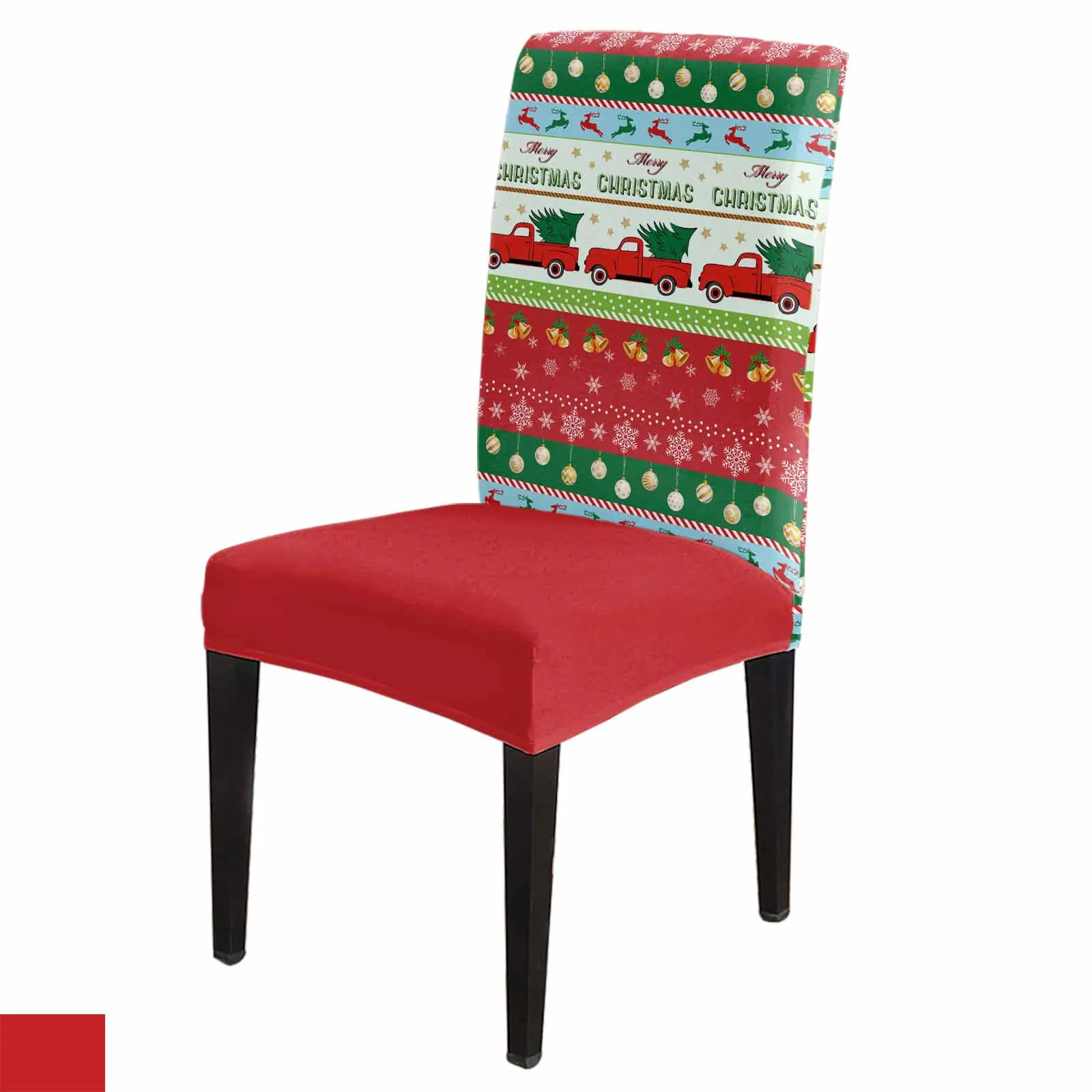 Car Christmas Deer Letter Snowflake Stripe 4/6/8PCS Spandex Elastic Chair Case For Wedding Hotel Banquet Dining Room