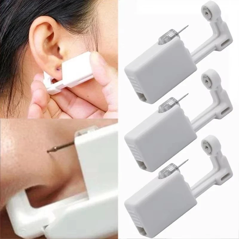 1-12pcs Safety Ear Piercing Gun Kit Women Men Disposable White Plastic Sterile Ear Piercing Device Fashion Simple Piercing Tools