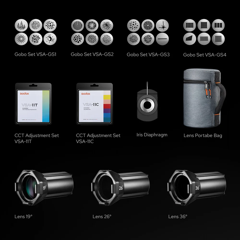 Godox – ensemble de lentilles de condenseur VSA-11C VSA-11T VSA-GS1 condenseur optique conique projecteu VSA-19K VSA-26K VSA-36K