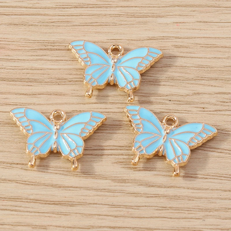 10pcs 19x14mm Cute Enamel Animal Butterfly Charms Pendants for Making Earrings Necklace Bracelets DIY Crafts Jewelry Findings