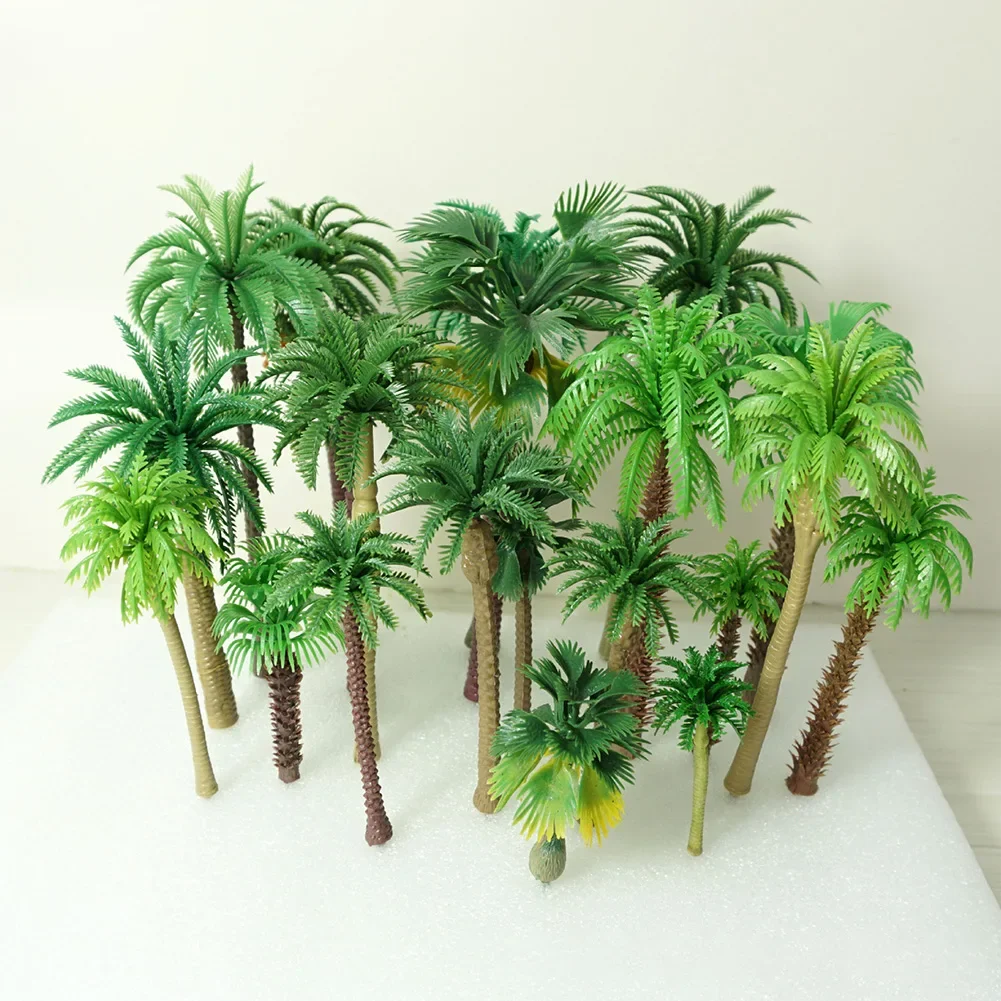 Árboles de modelo mixto, palmera de coco, Escala de Árbol, parque de bricolaje, diseño de paisaje de selva tropical, accesorio de paisaje, animales