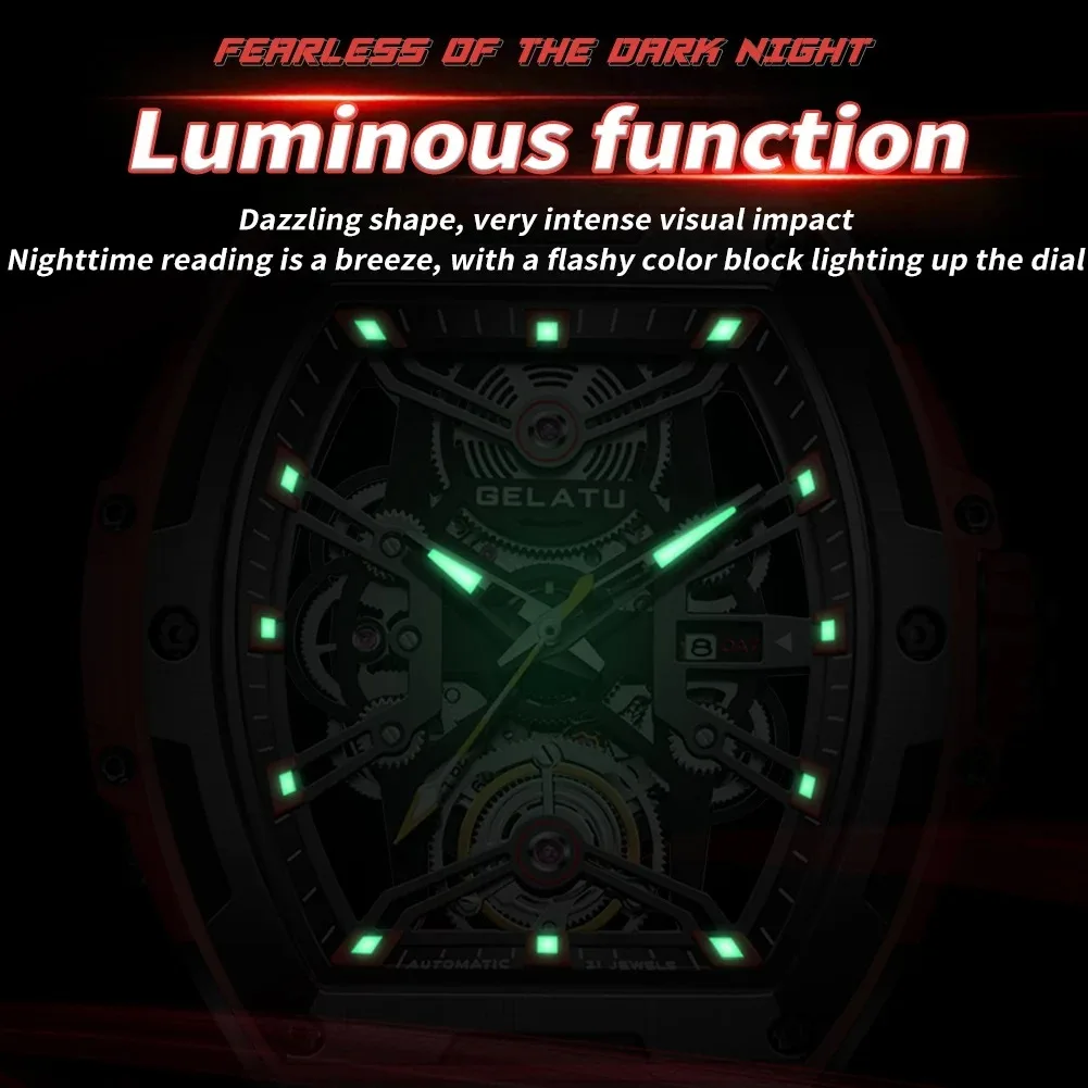 GELATU-Montres mécaniques automatiques étanches pour hommes, montres-bracelets pour hommes Shoous, saphir, miroir, modules de marque supérieure, leton