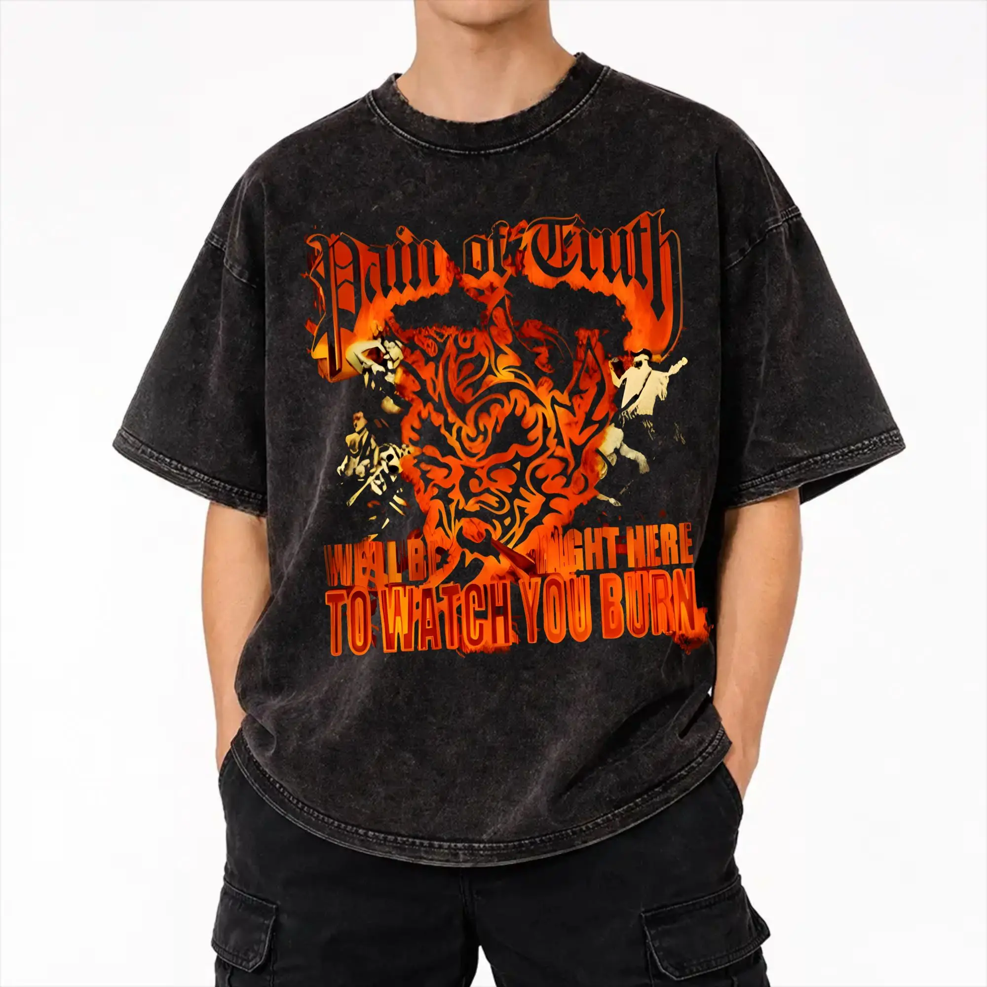 Graphic Printed evil dead burn 2026 Washed T Shirts Apparel Harajuku T-Shirts  for Men Women Tee
