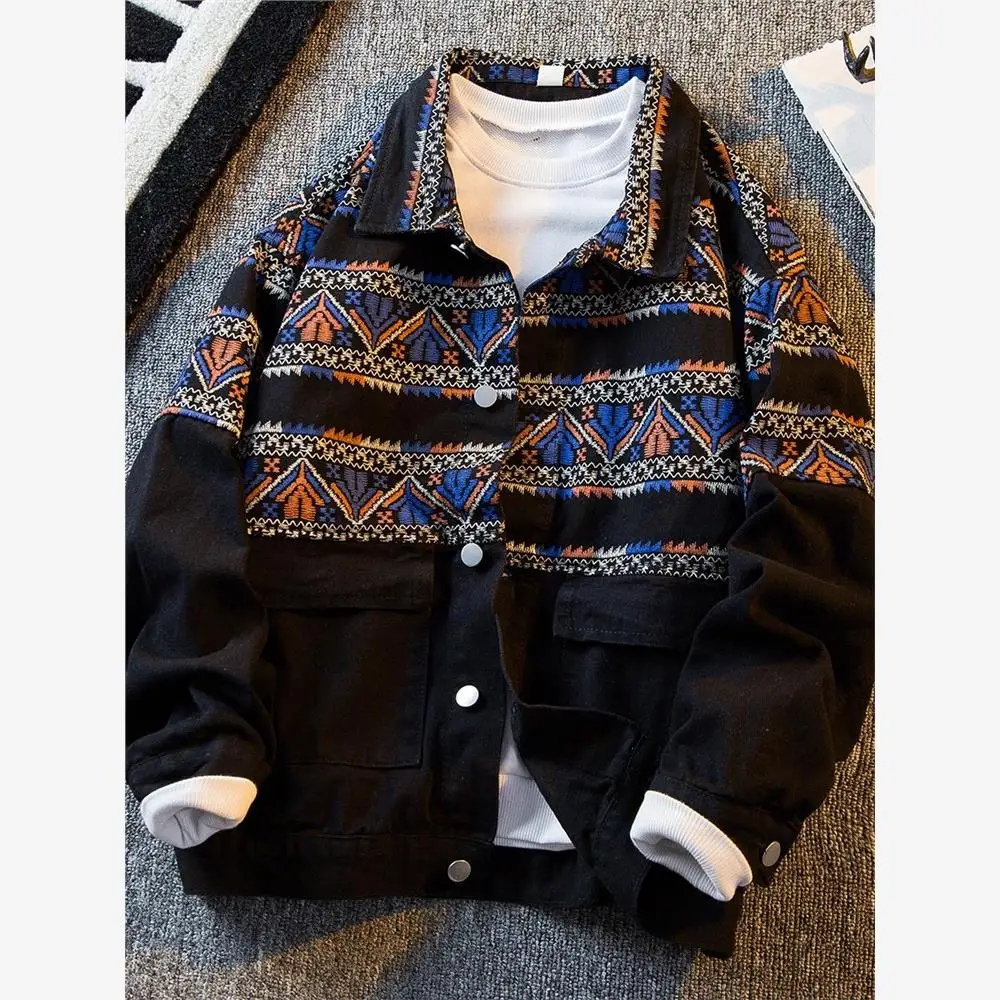 

Spring Autumn Men's Long Sve Denim Jaet Versatile Casual High-End Feeling Sli Brand Men's Clothing ort Length V-Ne