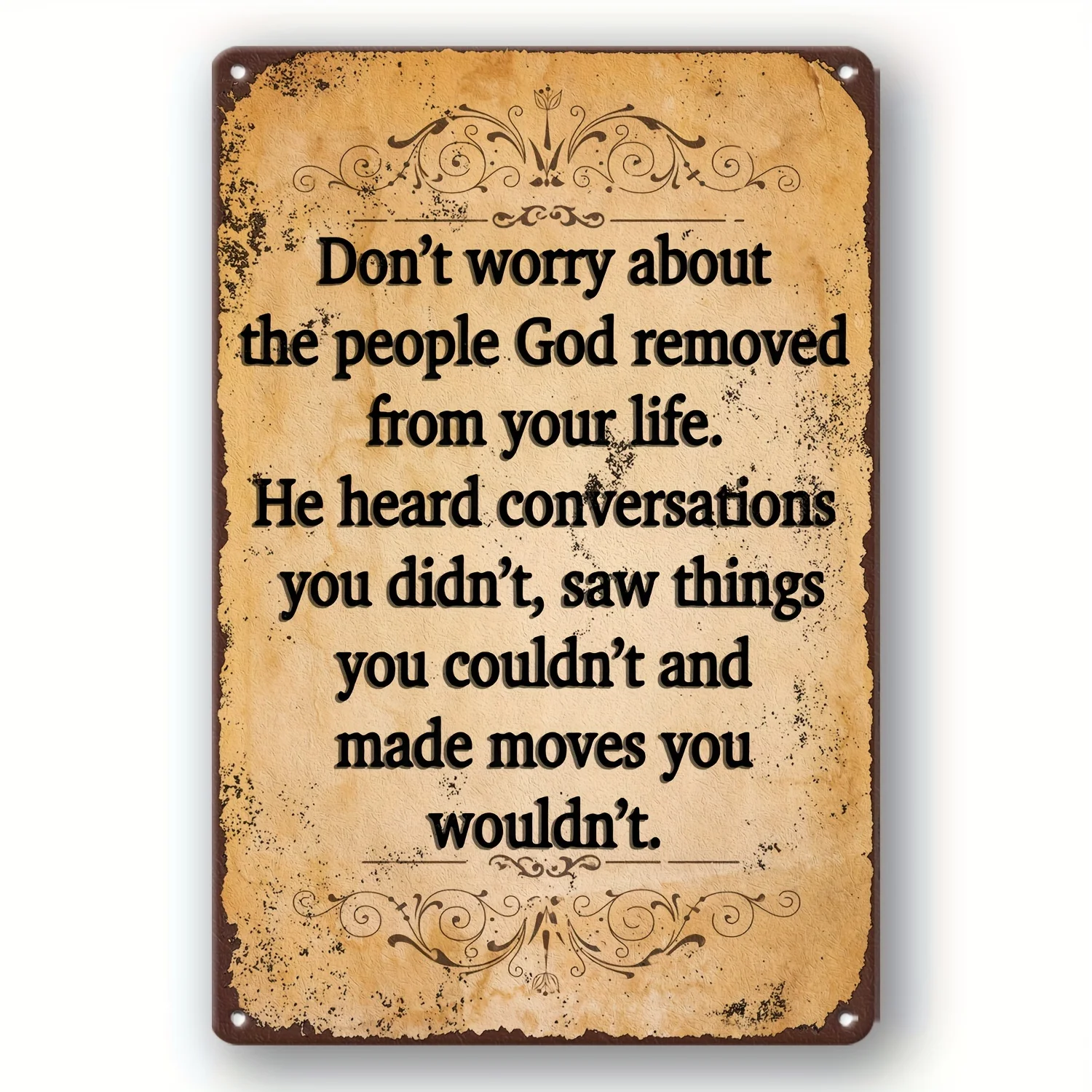 Funny Vintage 'Don't Worry, God Can Hear You' Metal Wall Art-Waterproof & Weather-Resistant Black Tinplate Decor for Home,Office
