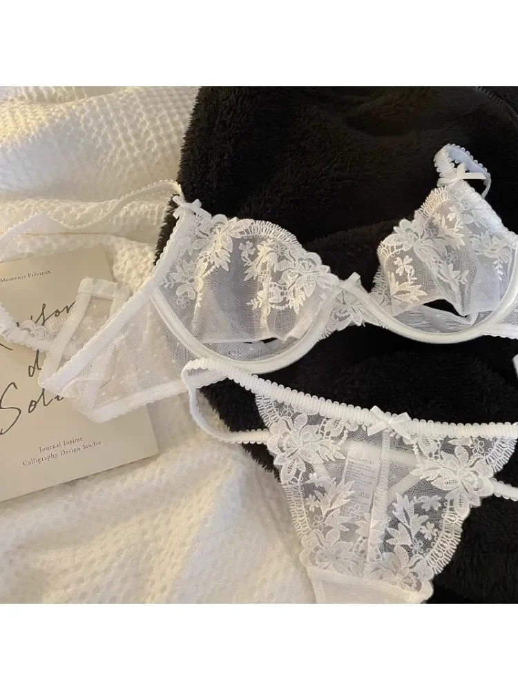 حمالة صدر شفافة من MOYISU Riviera - حمالة صدر بسلك داخلي نصف كوب قابلة للتنفس، مجموعة ملابس داخلية من الدانتيل جاهزة للصيف بدون إسفنجة صديقة للحرارة