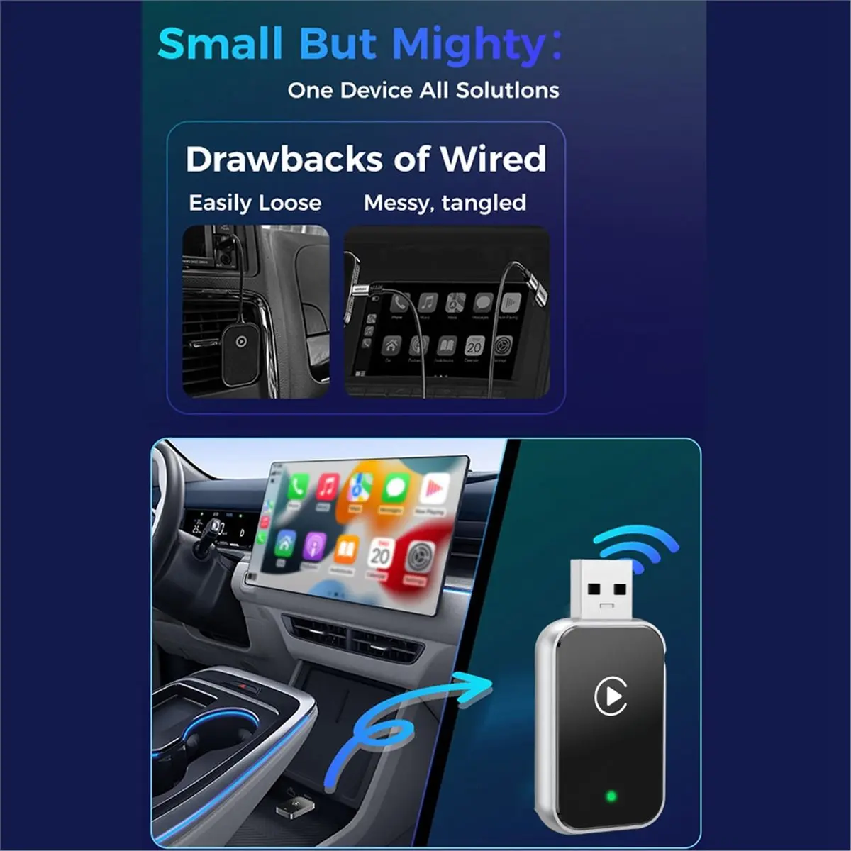 A86G NEW Wireless Carplay Car Adapter Android AUTO WiFi & Bluetooth Upgrade Wired CarPlay to Wireless Carplay with USB-C Adapter