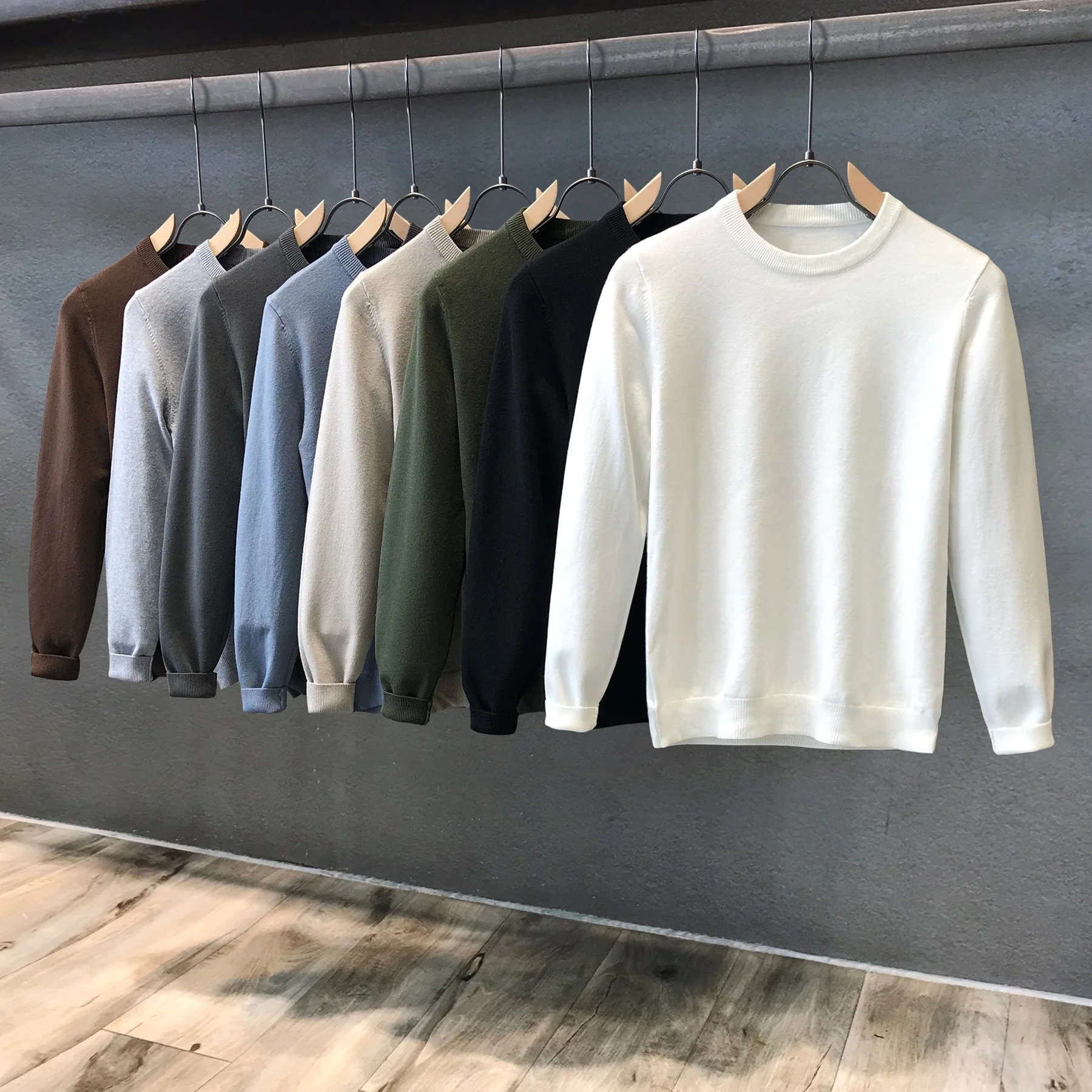 

Мужской облегающий круглый трикотажный свитер, тонкий повседневный свитер на молнии, корейская версия, дышащий, однотонный, осень-зима