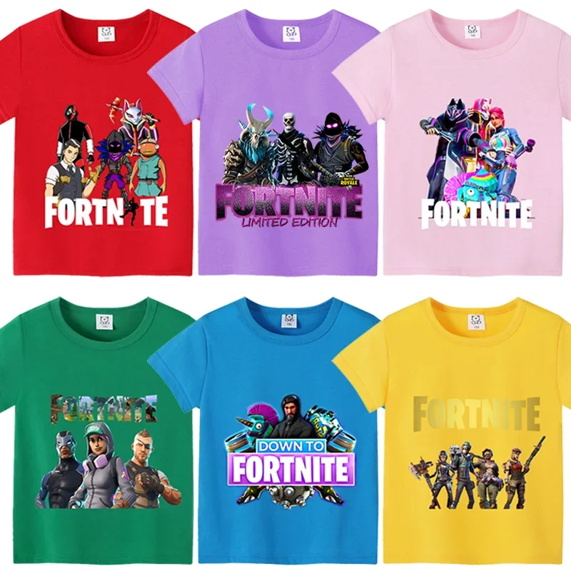 Camiseta Fortnite's Fortress Night para niñas y niños, ropa de verano, camisetas para bebés, camisetas estampadas de manga corta para niños, camisetas de Anime para niños pequeños, regalo