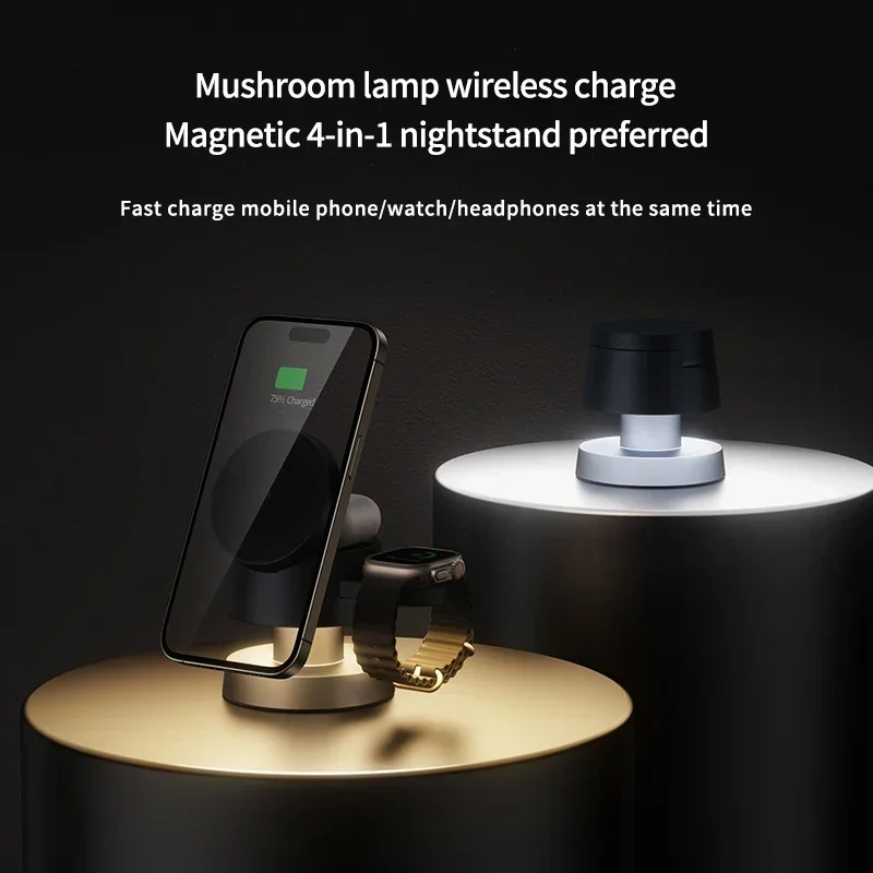 4 in 1 Magnetic Light Phone Wireless Charger Stand For iPhone 16 15 14 13 12 Pro Max Apple Watch 9 8 Airpods Pro Fast Charging