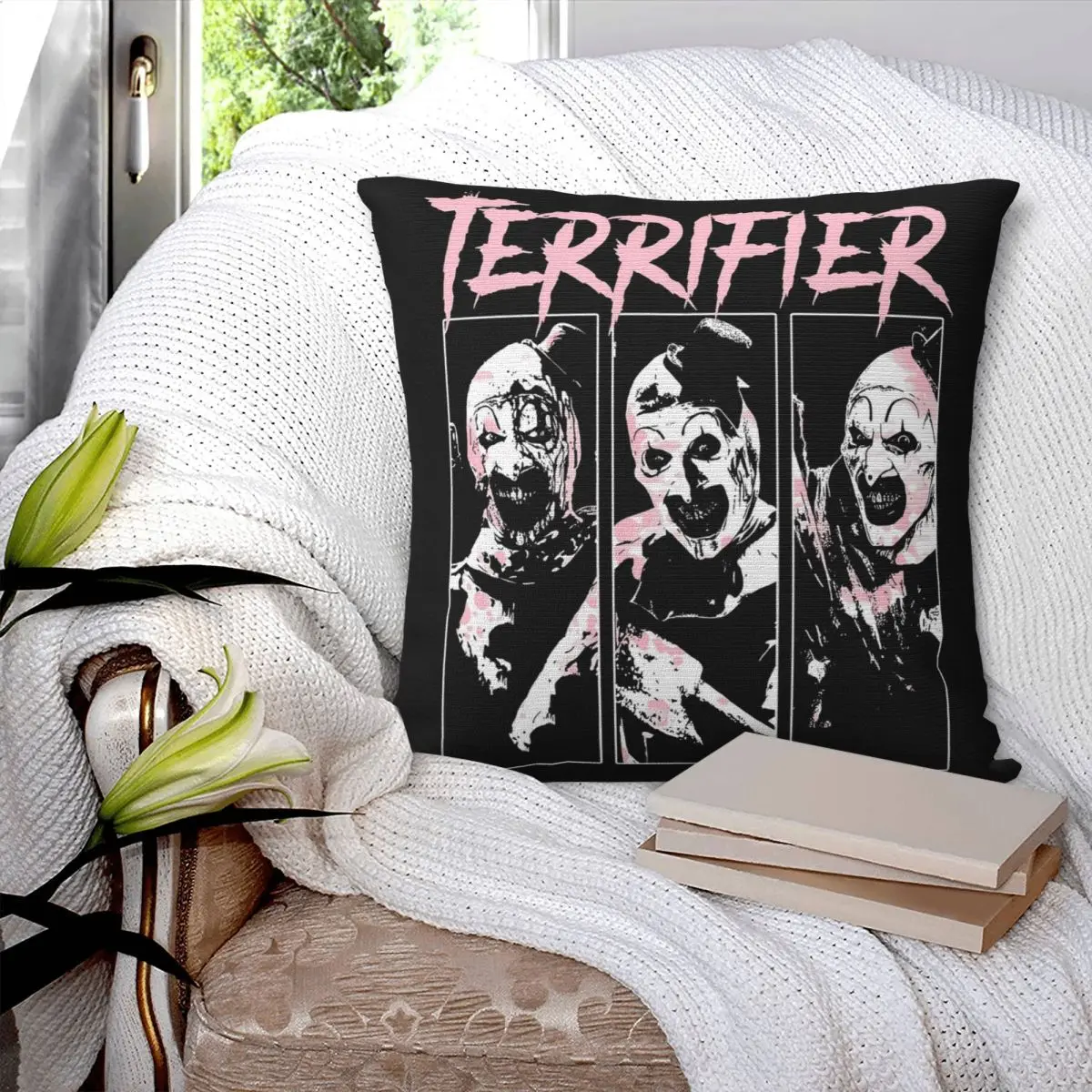 Terrifier Art The Clown Retro Pillowcase Soft Fabric Cushion Cover Decor Throw Pillow Case Cover Home Square 18
