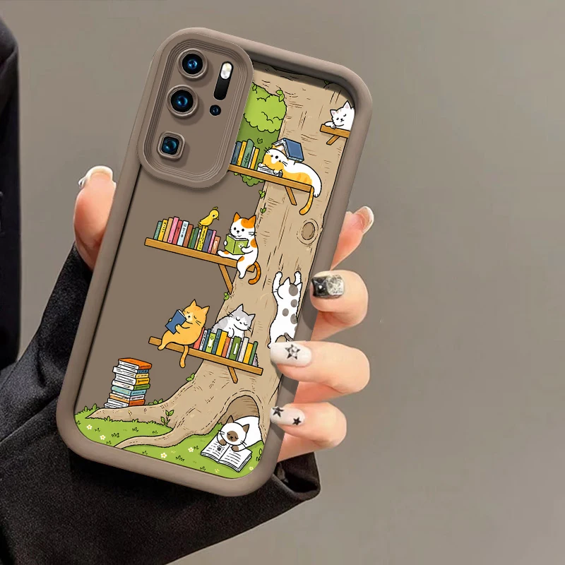 Cat Pattern Case For Huawei P20 P30 P50E P40 Lite P Smart Mate 20 30 40 50 Pro Y9 Prime 2019 Y7A Y9S Matte Shockproof Cases Capa