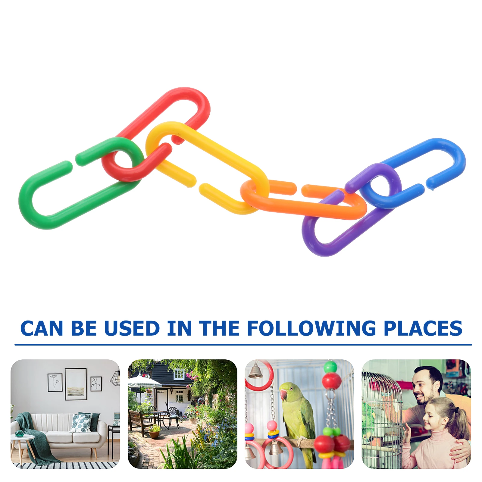 

100 pcs Plastic C-Clips Hooks Chain Links Parrot For Small Birds Eco-Friendly Colorful Foot Skill Development Plastic Chains