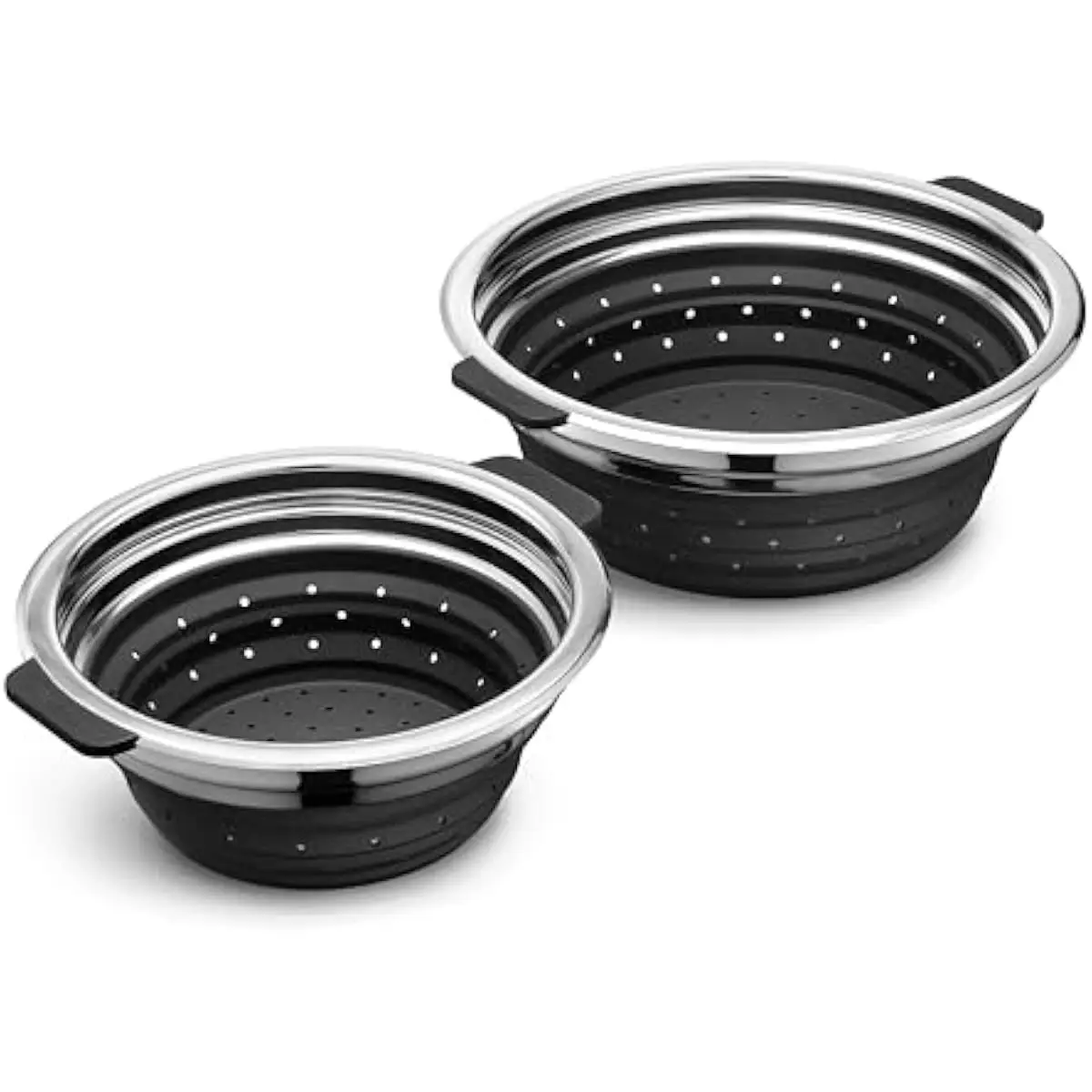 2-Piece Round Steamer Basket Set for 3-Quart and 8-Quart Hybrid Pots • Heat-Resistant to 425°F • Dishwasher-Safe • Non-Slip Sili