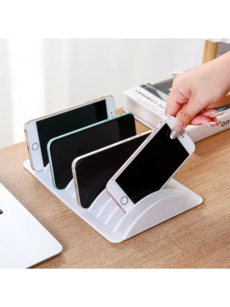 Multi-Slot Tablet and Phone Charging Storage Box, Placement Stand, Plastic Holder, Portable with Multiple Card Slots.