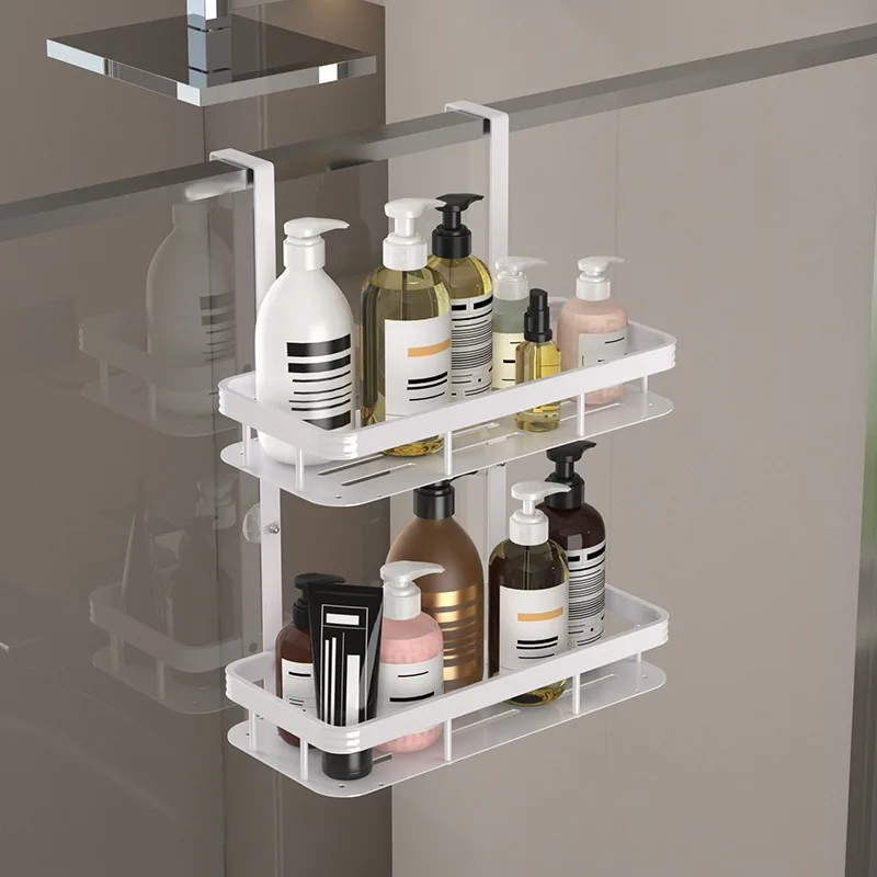 

No Drill Bathroom Shelf 2-Tier Waterproof Organizer for Shower Toiletries - Rustproof Wall Mount Magnetic Hooks Space Saving