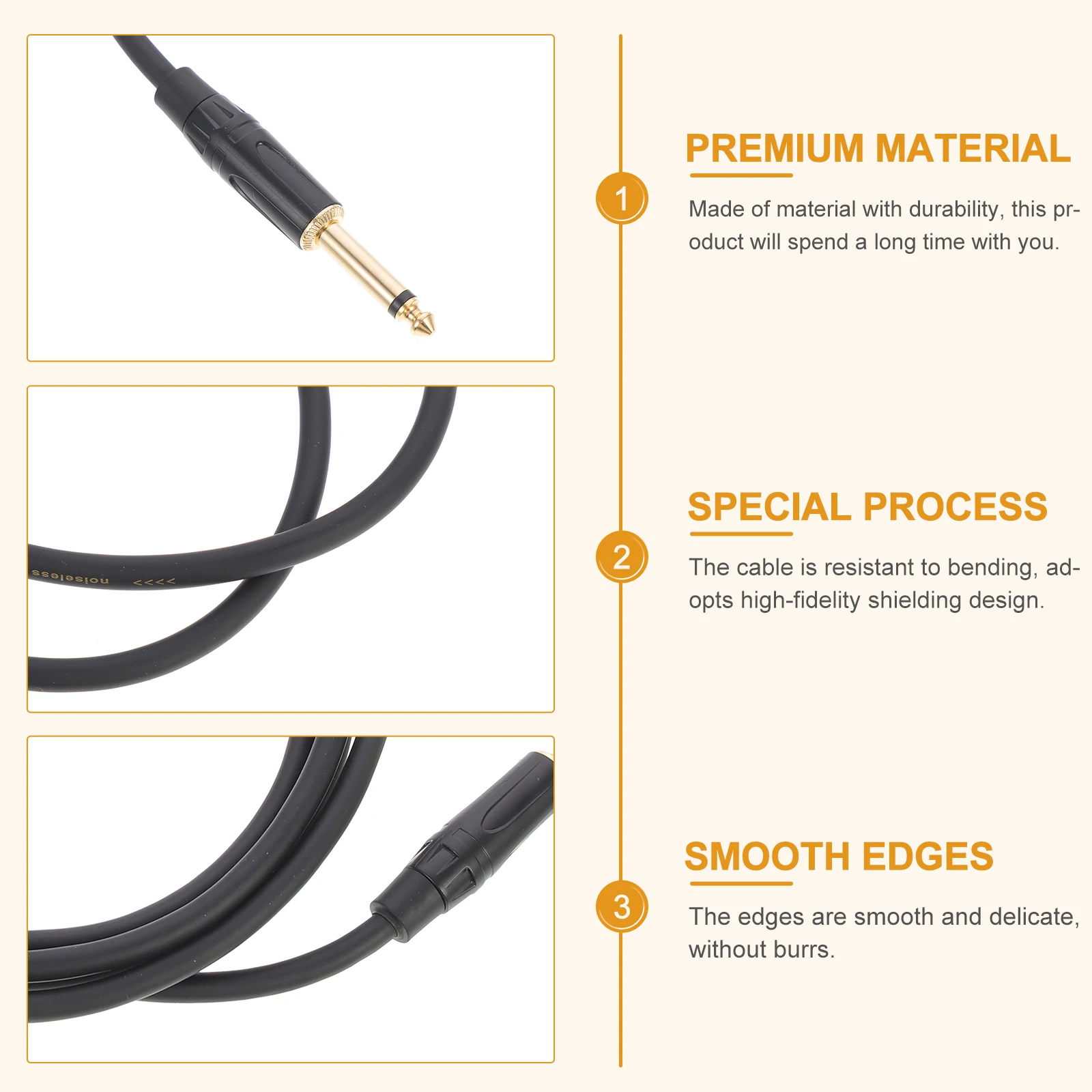 

6.35Mm Electric Guitar Cable Audio Cable Universal Stereo Speaker Connection Durable High-Fidelity Shielding Professional Audio