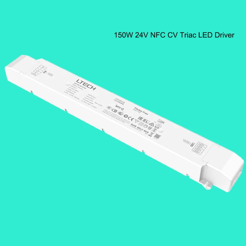 150W 12V 24V NFC CV Constant Voltage Led Triac Driver LTECH 220-240Vac Lighting Transformer Leading Edge Push Dim Phase-cut