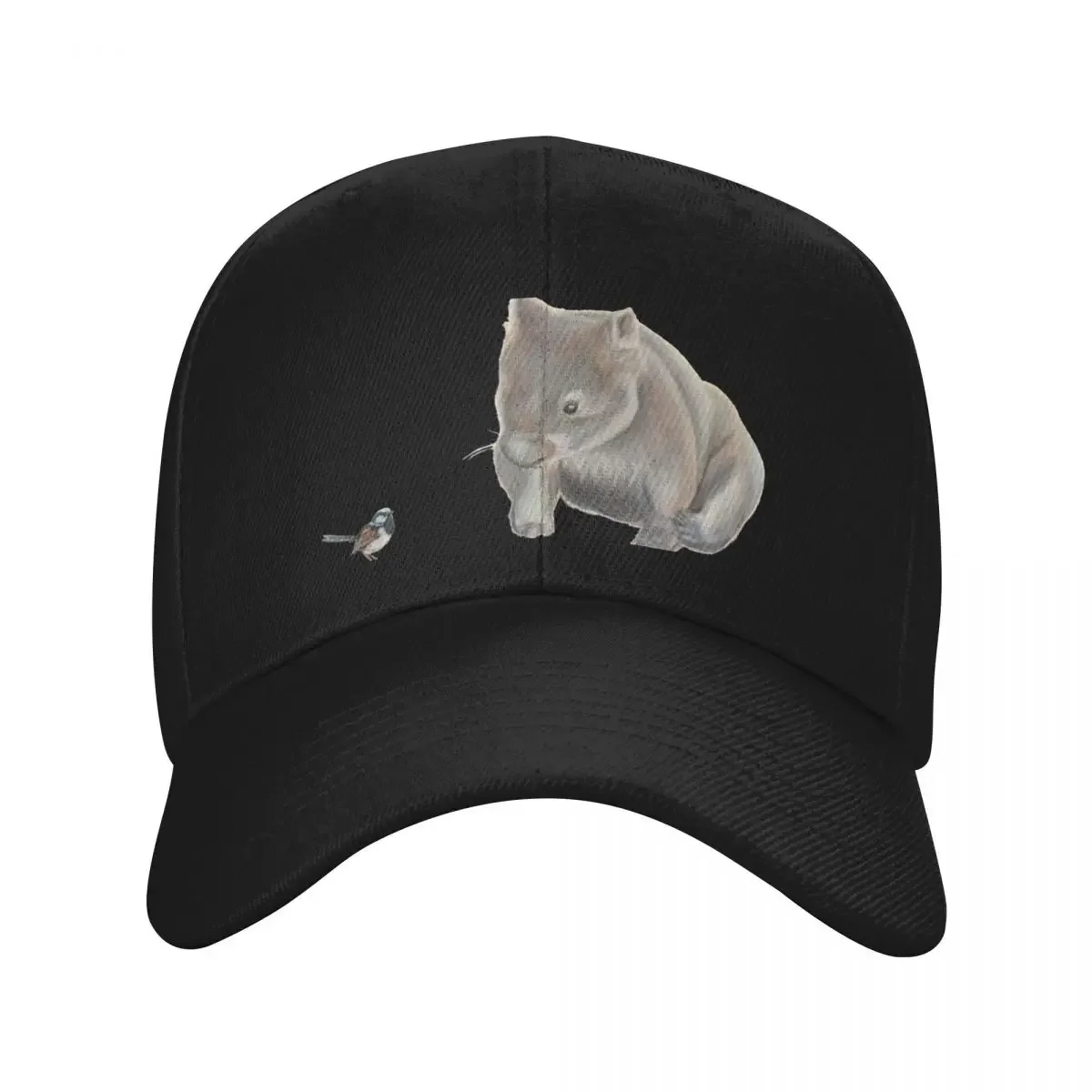 

Wombat and Blue Wren. Lovely superb blue fairy wren with the fun little wombat. Baseball Cap New Hat black Rave Women's Men's